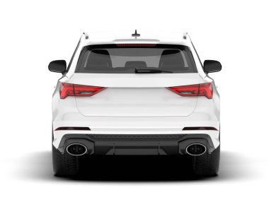 Beyaz SUV beyaz arka planda izole edilmiş. 3d görüntüleme - illüstrasyon