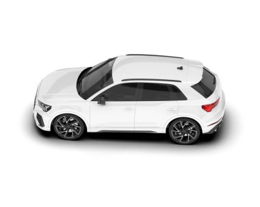 Beyaz SUV beyaz arka planda izole edilmiş. 3d görüntüleme - illüstrasyon