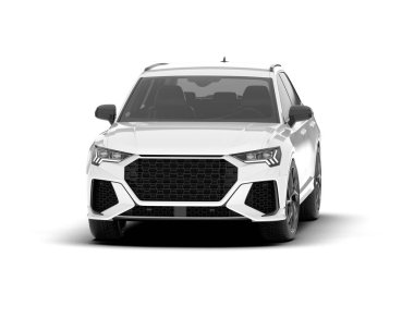 Beyaz SUV beyaz arka planda izole edilmiş. 3d görüntüleme - illüstrasyon