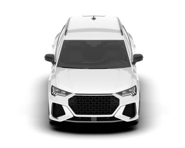 Beyaz SUV beyaz arka planda izole edilmiş. 3d görüntüleme - illüstrasyon
