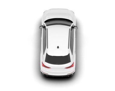 Beyaz SUV beyaz arka planda izole edilmiş. 3d görüntüleme - illüstrasyon