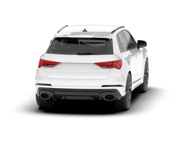 Beyaz SUV beyaz arka planda izole edilmiş. 3d görüntüleme - illüstrasyon