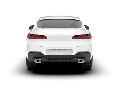 Beyaz SUV beyaz arka planda izole edilmiş. 3d görüntüleme - illüstrasyon