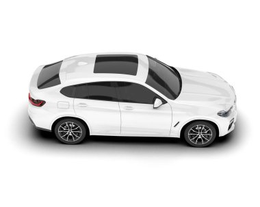 Beyaz SUV beyaz arka planda izole edilmiş. 3d görüntüleme - illüstrasyon