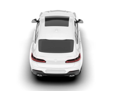 Beyaz SUV beyaz arka planda izole edilmiş. 3d görüntüleme - illüstrasyon