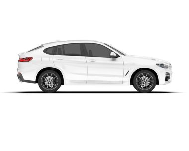 Beyaz SUV beyaz arka planda izole edilmiş. 3d görüntüleme - illüstrasyon