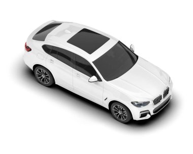 Beyaz SUV beyaz arka planda izole edilmiş. 3d görüntüleme - illüstrasyon
