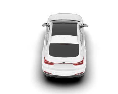 Beyaz SUV beyaz arka planda izole edilmiş. 3d görüntüleme - illüstrasyon