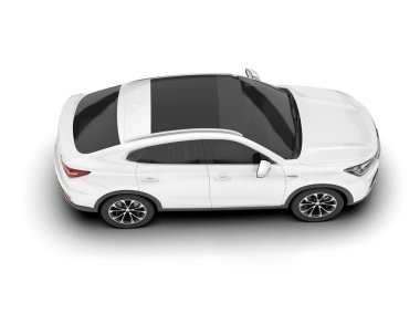 Beyaz SUV beyaz arka planda izole edilmiş. 3d görüntüleme - illüstrasyon