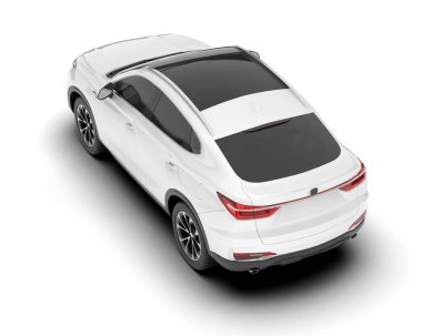 Beyaz SUV beyaz arka planda izole edilmiş. 3d görüntüleme - illüstrasyon