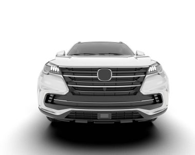Beyaz SUV beyaz arka planda izole edilmiş. 3d görüntüleme - illüstrasyon