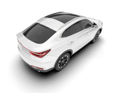 Beyaz SUV beyaz arka planda izole edilmiş. 3d görüntüleme - illüstrasyon