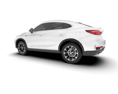 Beyaz SUV beyaz arka planda izole edilmiş. 3d görüntüleme - illüstrasyon