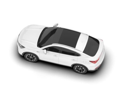 Beyaz SUV beyaz arka planda izole edilmiş. 3d görüntüleme - illüstrasyon