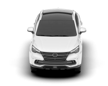 Beyaz SUV beyaz arka planda izole edilmiş. 3d görüntüleme - illüstrasyon