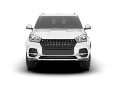 Beyaz SUV beyaz arka planda izole edilmiş. 3d görüntüleme - illüstrasyon