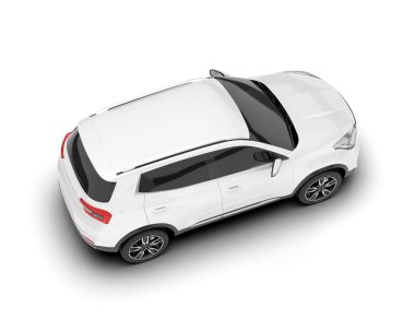 Beyaz SUV beyaz arka planda izole edilmiş. 3d görüntüleme - illüstrasyon