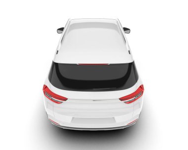 Beyaz SUV beyaz arka planda izole edilmiş. 3d görüntüleme - illüstrasyon