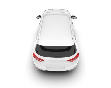 Beyaz SUV beyaz arka planda izole edilmiş. 3d görüntüleme - illüstrasyon
