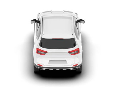 Beyaz SUV beyaz arka planda izole edilmiş. 3d görüntüleme - illüstrasyon