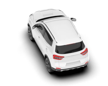 Beyaz SUV beyaz arka planda izole edilmiş. 3d görüntüleme - illüstrasyon