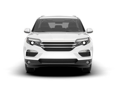 Beyaz SUV beyaz arka planda izole edilmiş. 3d görüntüleme - illüstrasyon