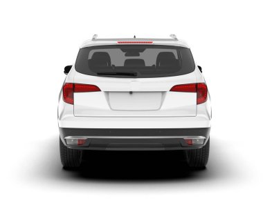 Beyaz SUV beyaz arka planda izole edilmiş. 3d görüntüleme - illüstrasyon