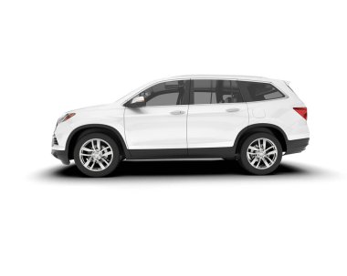 Beyaz SUV beyaz arka planda izole edilmiş. 3d görüntüleme - illüstrasyon