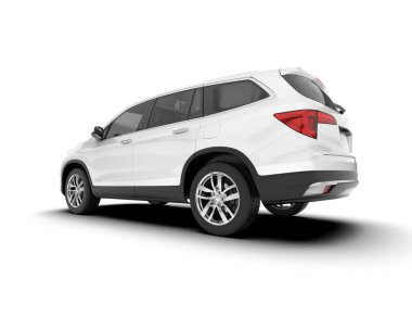 Beyaz SUV beyaz arka planda izole edilmiş. 3d görüntüleme - illüstrasyon
