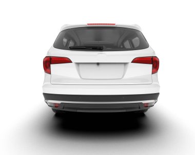 Beyaz SUV beyaz arka planda izole edilmiş. 3d görüntüleme - illüstrasyon