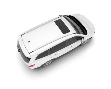Beyaz SUV beyaz arka planda izole edilmiş. 3d görüntüleme - illüstrasyon