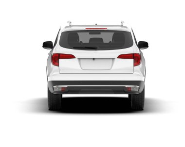 Beyaz SUV beyaz arka planda izole edilmiş. 3d görüntüleme - illüstrasyon