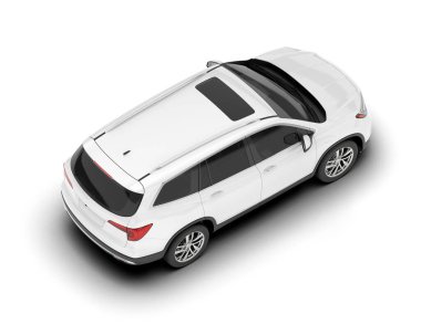 Beyaz SUV beyaz arka planda izole edilmiş. 3d görüntüleme - illüstrasyon