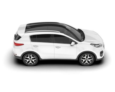 Beyaz SUV beyaz arka planda izole edilmiş. 3d görüntüleme - illüstrasyon