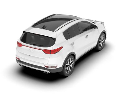 Beyaz SUV beyaz arka planda izole edilmiş. 3d görüntüleme - illüstrasyon