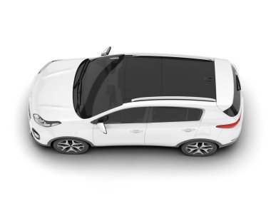 Beyaz SUV beyaz arka planda izole edilmiş. 3d görüntüleme - illüstrasyon