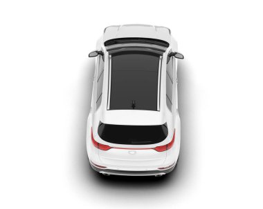 Beyaz SUV beyaz arka planda izole edilmiş. 3d görüntüleme - illüstrasyon