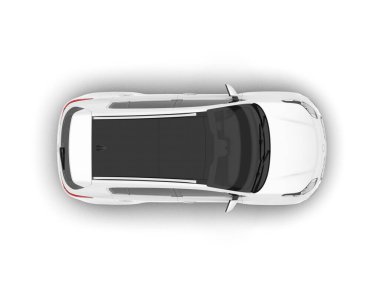 Beyaz SUV beyaz arka planda izole edilmiş. 3d görüntüleme - illüstrasyon