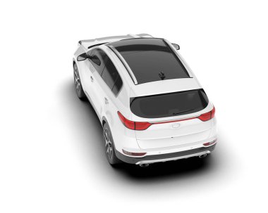 Beyaz SUV beyaz arka planda izole edilmiş. 3d görüntüleme - illüstrasyon
