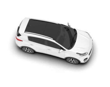 Beyaz SUV beyaz arka planda izole edilmiş. 3d görüntüleme - illüstrasyon