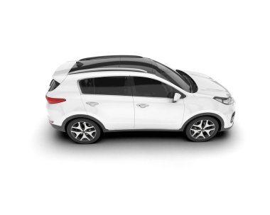 Beyaz SUV beyaz arka planda izole edilmiş. 3d görüntüleme - illüstrasyon