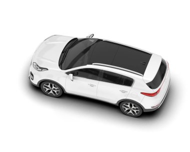 Beyaz SUV beyaz arka planda izole edilmiş. 3d görüntüleme - illüstrasyon