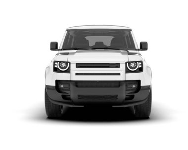 Beyaz SUV beyaz arka planda izole edilmiş. 3d görüntüleme - illüstrasyon
