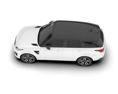 Beyaz SUV beyaz arka planda izole edilmiş. 3d görüntüleme - illüstrasyon