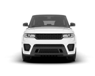 Beyaz SUV beyaz arka planda izole edilmiş. 3d görüntüleme - illüstrasyon