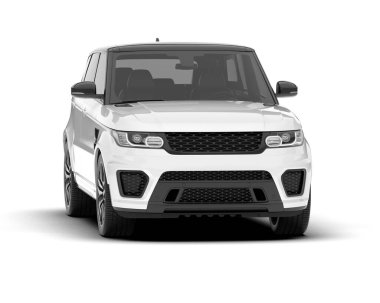 Beyaz SUV beyaz arka planda izole edilmiş. 3d görüntüleme - illüstrasyon