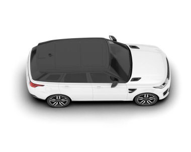 Beyaz SUV beyaz arka planda izole edilmiş. 3d görüntüleme - illüstrasyon