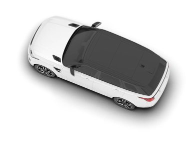 Beyaz SUV beyaz arka planda izole edilmiş. 3d görüntüleme - illüstrasyon