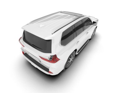 Beyaz SUV beyaz arka planda izole edilmiş. 3d görüntüleme - illüstrasyon