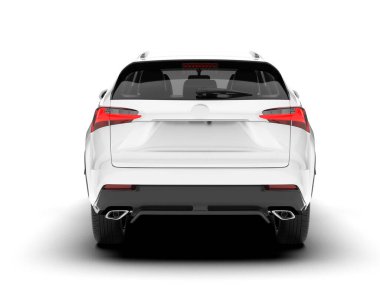 Beyaz SUV beyaz arka planda izole edilmiş. 3d görüntüleme - illüstrasyon